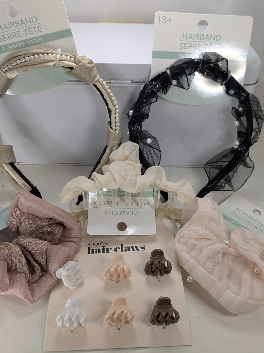 Coquette Hair Accessory Bundle Pink Headband Claw Clip Scrunchie Set